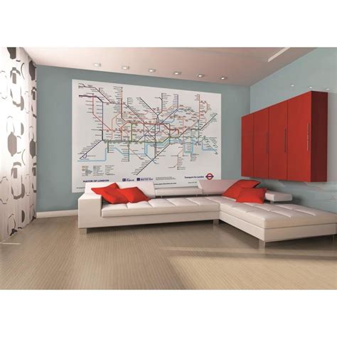 1 Wall London Underground Subway Map Wallpaper Mural 158m X 232m Map