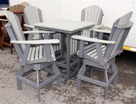 Poly 33″ Square Bar Height Table And Adirondack Swivel Bar Stool Set