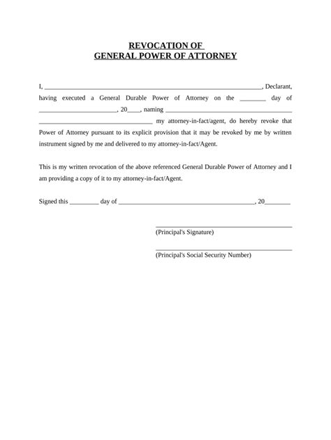 Revocation Of General Durable Power Of Attorney Ohio Doc Template PdfFiller