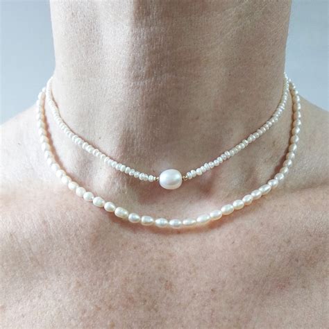 Pearl Choker Small Freshwater Pearl Necklace Dainty Pearl Etsy