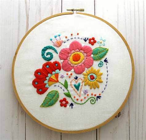 Buy Flower Embroidery Pattern Floral Embroidery Design Hand Online In India Etsy