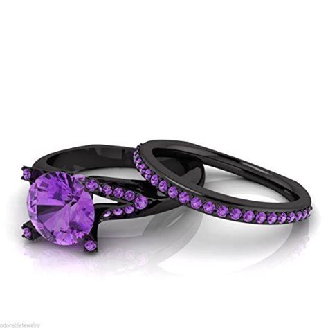 Black And Purple Wedding Ring Set Jenniemarieweddings