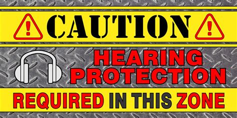Caution Hearing Protection Required Safety Banner
