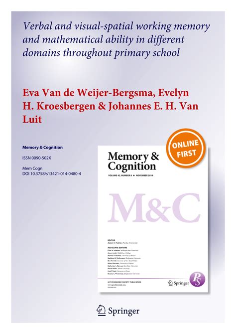 Pdf Verbal And Visual Spatial Working Memory And Mathematical Ability