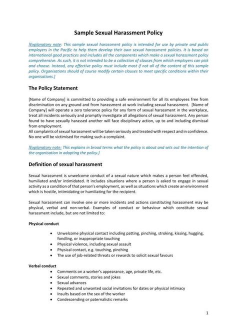 harassment policy templates    premium templates