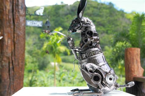 Metal Rabbit and Carrot sculpture Sculpture by Mari9art Metal Art Sculpture | Artmajeur