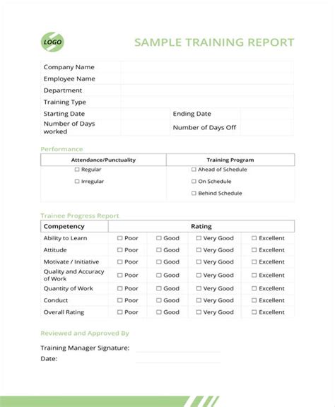 Training Report Template Format 8 Templates Example Templates