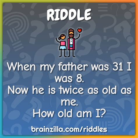 When My Father Was 31 I Was 8 Now He Is Twice As Old As Me How Old