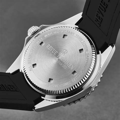 revue thommen s men s diver black dial rubber strap automatic watch 17571 2337 ebay