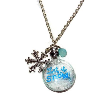 Let It Snow Necklace Snow Globe Necklace Christmas Necklace Etsy