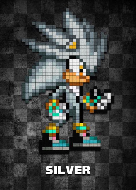 Pixelated Sonic The Hedgehog Characters Silver The Hedgehog Displate