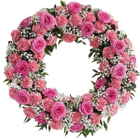 Seasonal Wreath In Pink Tones The Funeral Flower Shop