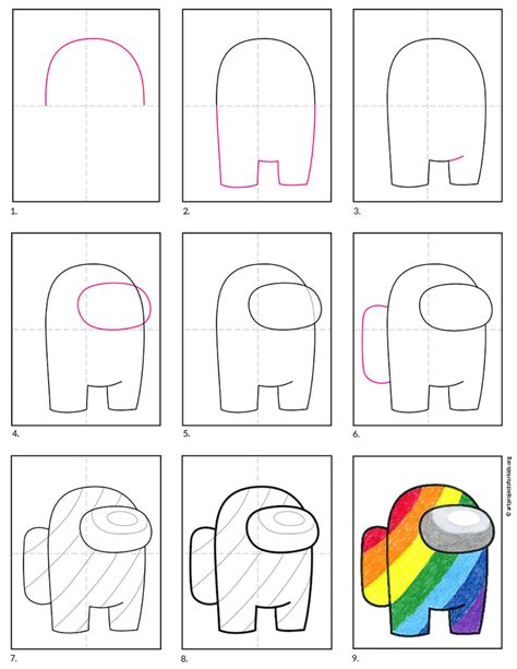 Draw An Among Us Crew Mate Rainbow Style · Art Projects For Kids