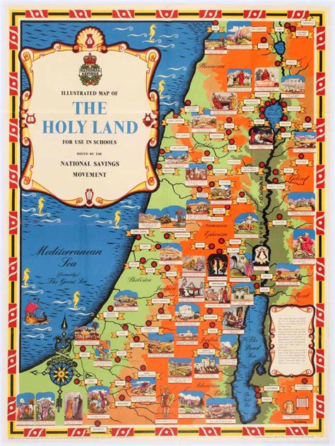 Vintage Israeli Posters Vintage Biblical “map Of Israel In Its Land