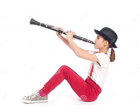 Little Girl Playing Clarinet Stock Image Image Of Education Female