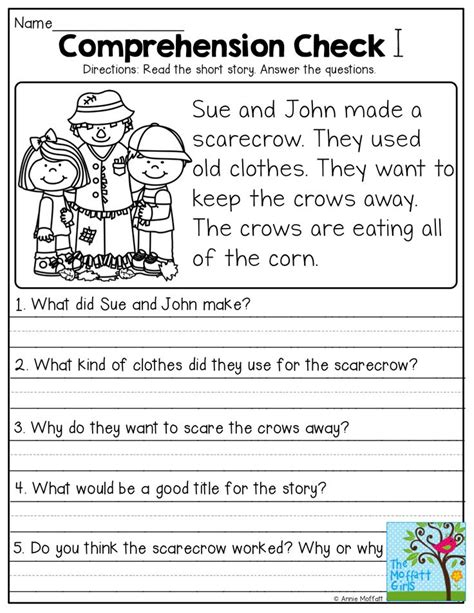 Short Stories With Comprehension Questions First Grade Reading