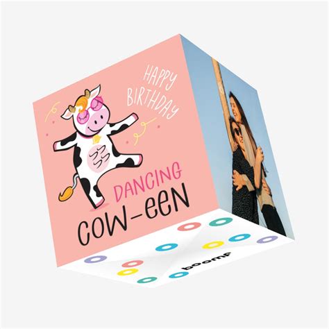 Happy Birthday Dancing Cow Een Confetti Exploding Greetings Card Boomf