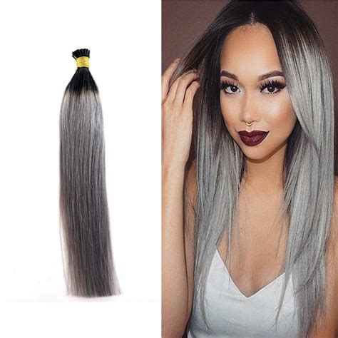 Buy 1gs Ombre Grey I Tip Hair Extension Pre Bonded