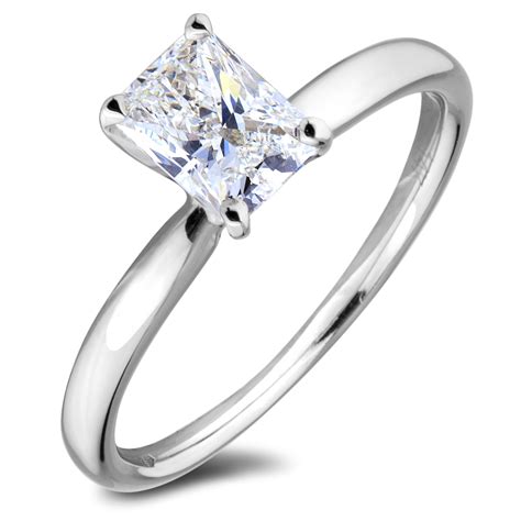 090 Carat Rectangular Princess Cut Gia Diamond Engagement Ring In 14k White Gold Lugaro