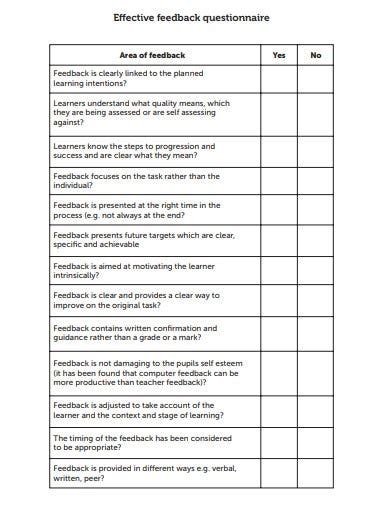 21 Feedback Questionnaire Templates In Pdf