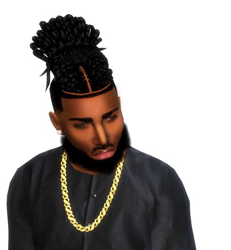 Braided Dread Bun Sims 4 Cc Custom Content Male Hairstyle