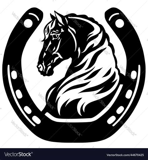 Head Of Horse In Horseshoe Silhouette Royalty Free Vector