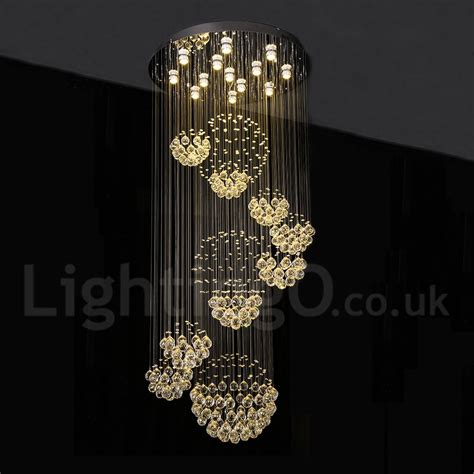 Led Crystal Long Drop Ceiling Pendant Lights Modern