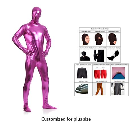2021 Free Shipping Shiny Lycra Shiny Pink Mens Catsuits Metallic Footed