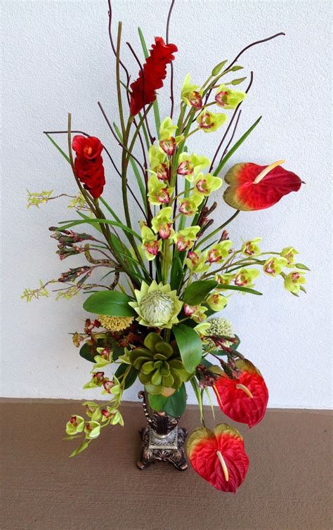 Tropical Arrangement Designed By Arcadia Floral And Home Decor Exotic Flowers Fake Flowers