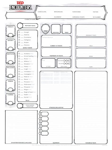 D D 5e Character Sheet Microsoft Word Template Free Word Template