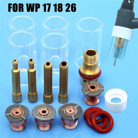 18Pcs TIG Welding Torch Collet Body Pyrex Cup Accessories For WP 17 18