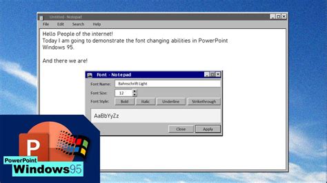 Powerpoint Os Powerpoint Windows 95 Notepad Test Youtube