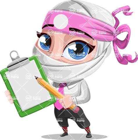 Girl With Ninja Mask Cartoon Vector Character Note 1 Graphicmama
