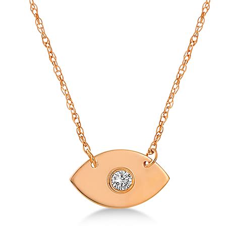 Diamond Evil Eye Pendant Necklace 14k Rose Gold 0 03ct AZ13385