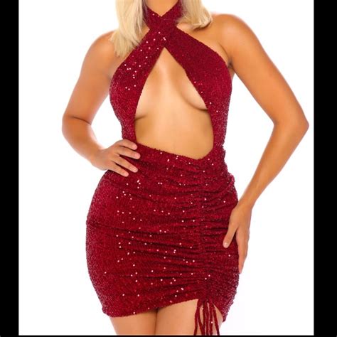 Fashion Nova Dresses Nwt Always Out Burgundy Sequin Mini Dress Fashionnova Small Poshmark