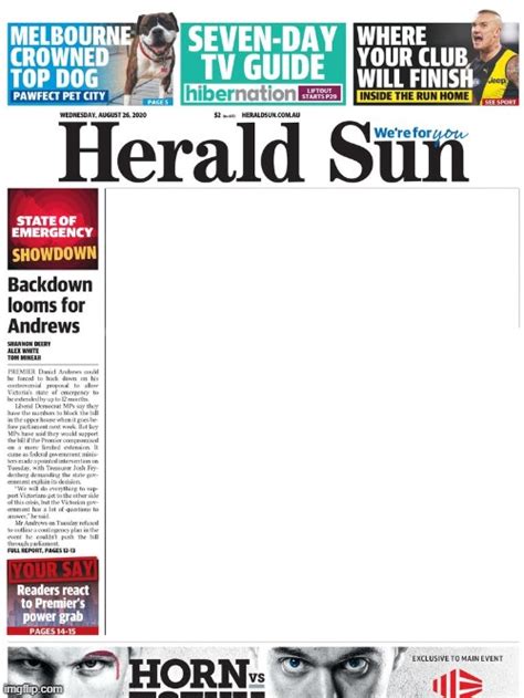 Blank Australian Herald Sun Newspaper Jpp Blank Template Imgflip