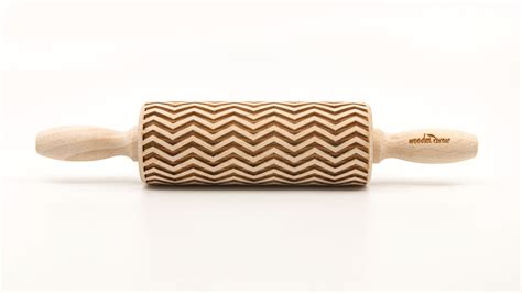 No R060 Zig Zag Laser Engraved Rolling Pin Embossing Rolling Pin