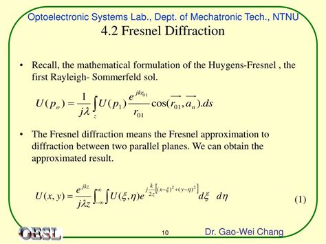 Ppt Chap 4 Fresnel And Fraunhofer Diffraction Powerpoint Presentation
