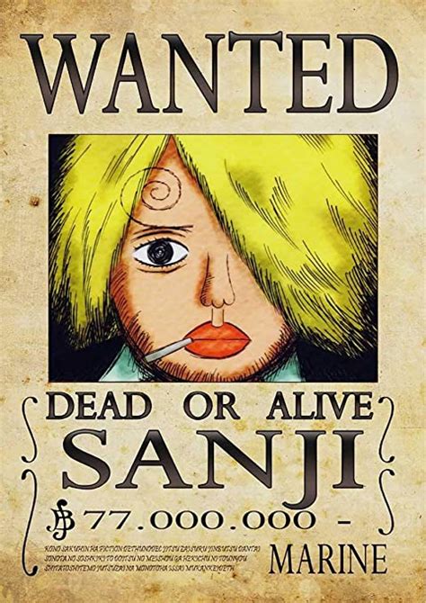 Amazon De Poster One Piece Sanji Wanted Anime Manga