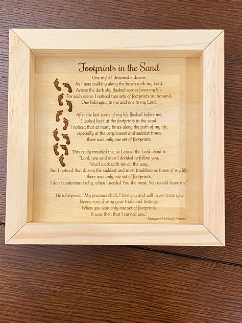 Footprints In The Sand Poem Engraved And Framed 8 X 8 Etsy