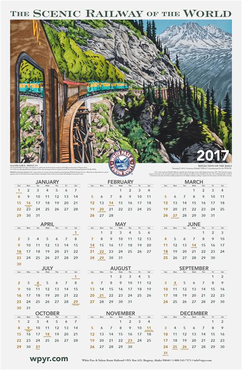 2017 Wall Calendar White Pass And Yukon Route Railway