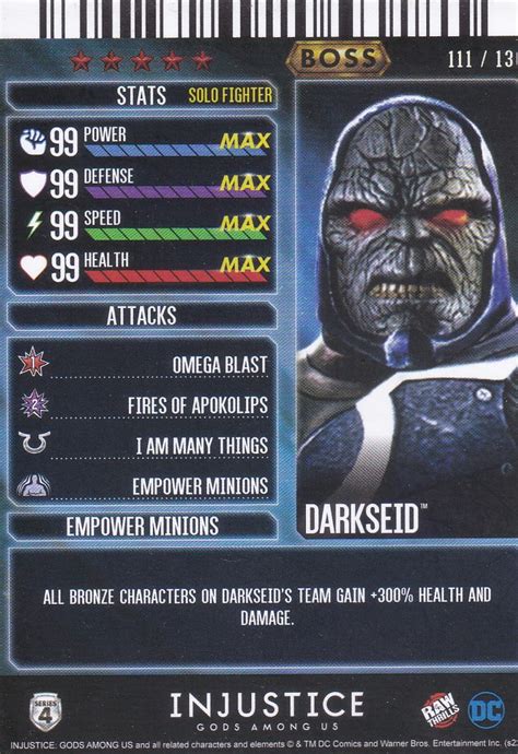 Injustice Gods Among Us Series 4 111 Boss Card Darkseid Foil Arcade