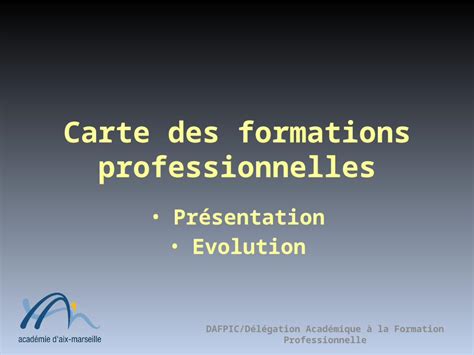 PPT Carte des formations professionnelles Présentation Evolution