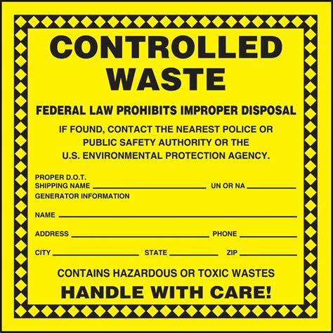 Controlled Waste Safety Label HZW18