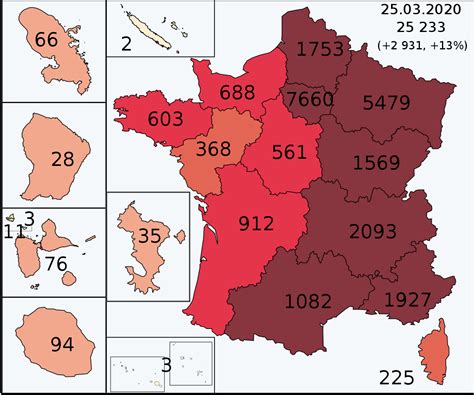 France has recorded its biggest daily rise in coronavirus infections since march, as president emmanuel macron raised the possibility of another nationwide lockdown. File:COVID-19 Outbreak Cases in France 13 Regions & DomTom ...