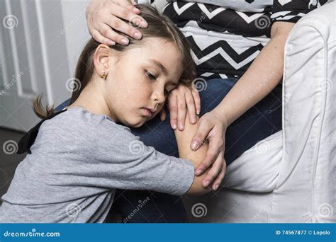 Sad Daughter Hugging His Mother Stock Image Image Of Expression Face