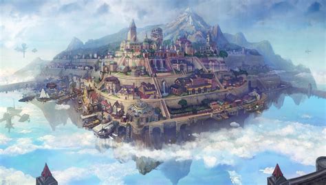 A Fairly Large Collection Of Location Art Floating City Fantasy City