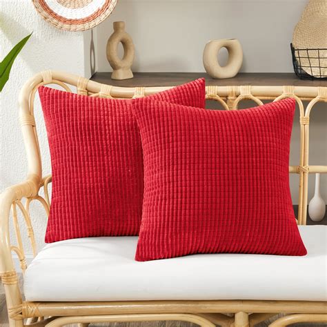 Deconovo Corduroy Pillowcase Covers With Stripes Pattern Throw Pillow
