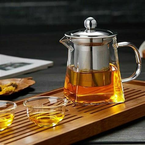 350 750ml Clear Heat Resistant Glass Teapot Jug With