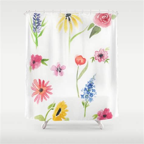 Wildflower Watercolor Shower Curtain By Bonnie K Design Society6